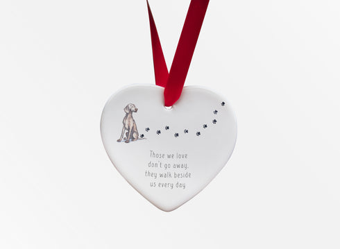 Weimaraner Walk Beside Us Ceramic Heart